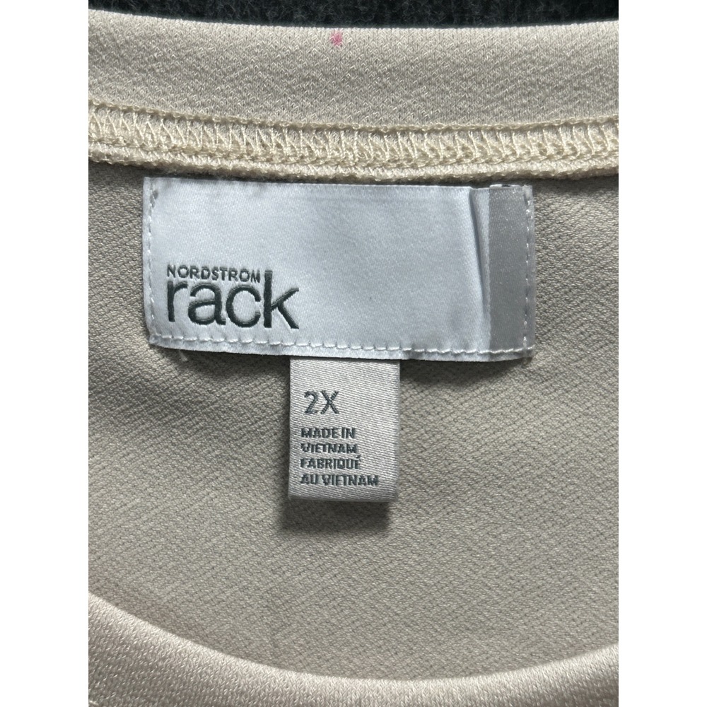 Nordstrom Rack Flutter Sleeve Top Womens 2X Beige Oak Satin Crepe Summer - Picture 3 of 8